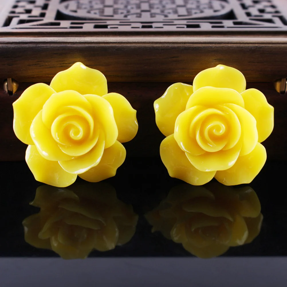 

50pcs Resin Rose Flowers 10Mm Flatback Cabochons For Diy Jewelry Craft Accessory Rose Flower Beads Resin Flower Beads