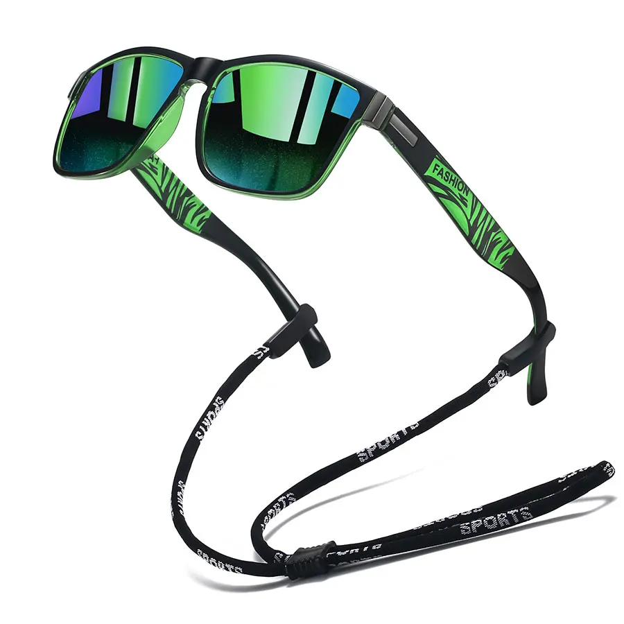 مع سلسلة الموضة الكلاسيكية مربع UV400 النظارات الشمسية الرجال النساء القيادة الصيد الملونة العصرية خفيفة الوزن في الهواء الطلق نظارات