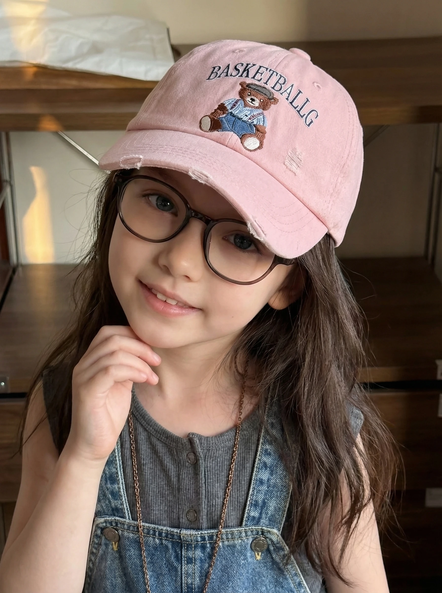 naits-keits-子供用野球帽-かわいいクマの刺繍-日焼け防止-おしゃれなコットンダックビルキャップ-春夏の必需品