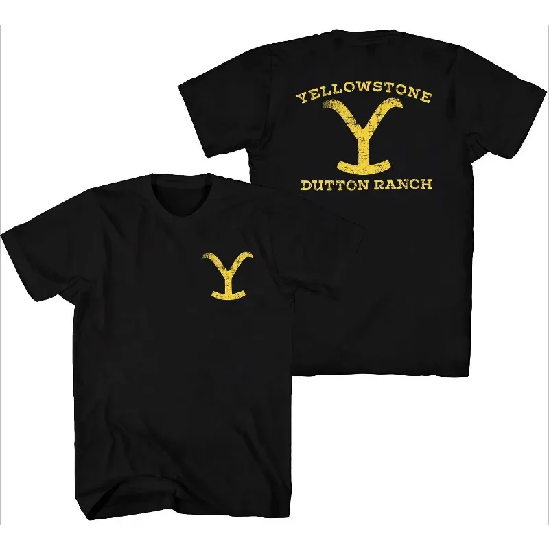 Men's Yellowstone Dutton Ranch Logo T-shirt, Double-sided Printed for Both Men and Women, Suitable for All Seasons
