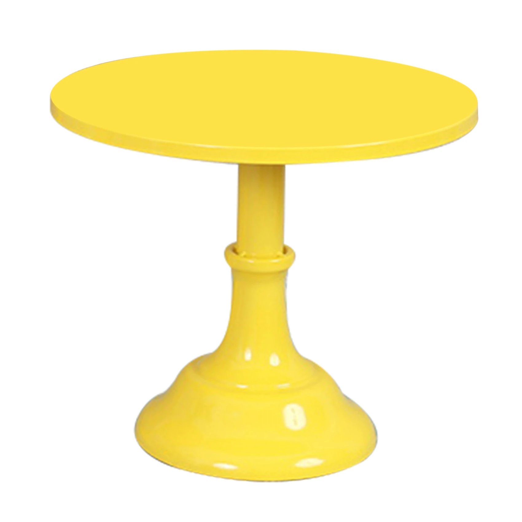 Metal Iron Cake Stand Round Pedestal Dessert Holder Cupcake Display Rack Bakeware for Birthday Wedding Party (Yellow M)