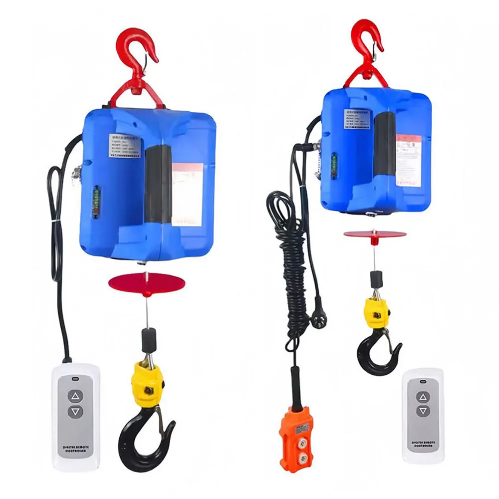 Upgraded 100-500kg 1500W electric hoist winch three in one portable electric winch crane with wireless remote control