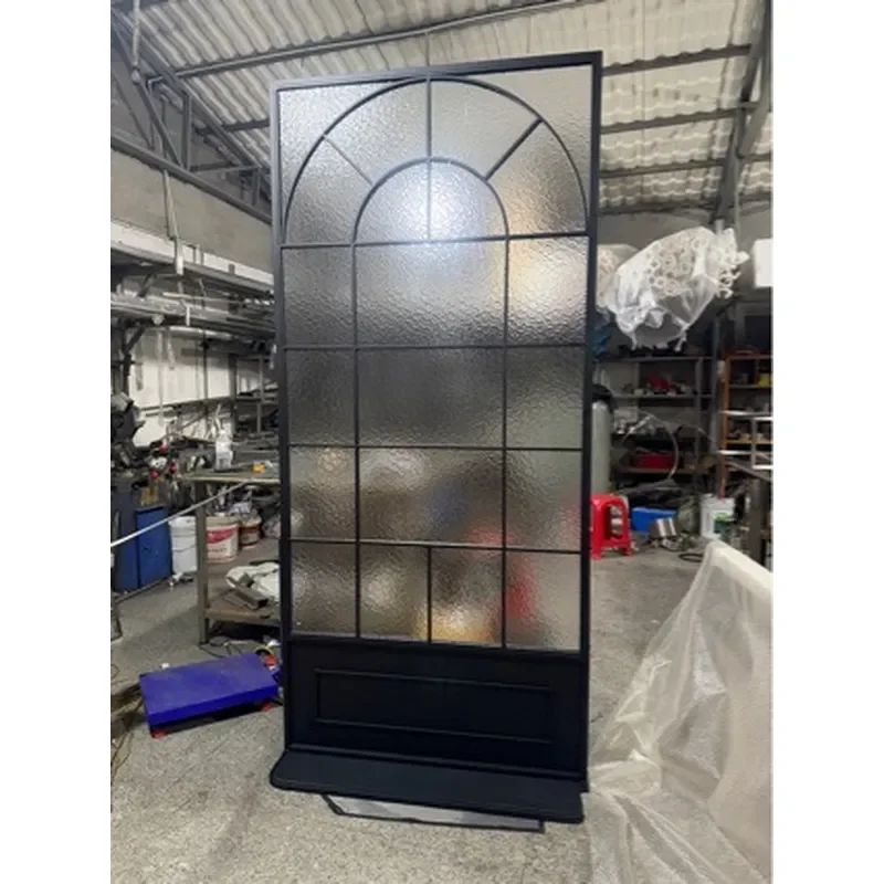 French Cream Style Changhong Glass Partition Wrought Iron Stainless Steel Screen for Living Room Entry Office Room Divider