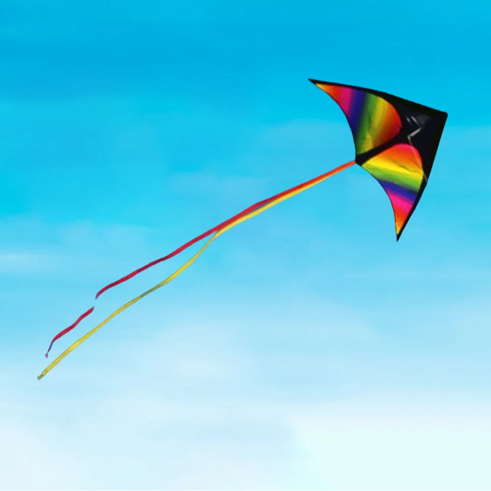 Fly Wind Kite with Wire Board 2x3m Tail Cute Rainbow Kite Easy To Fly Colorful Flight Kite Enhance Coordination for Boys Girls