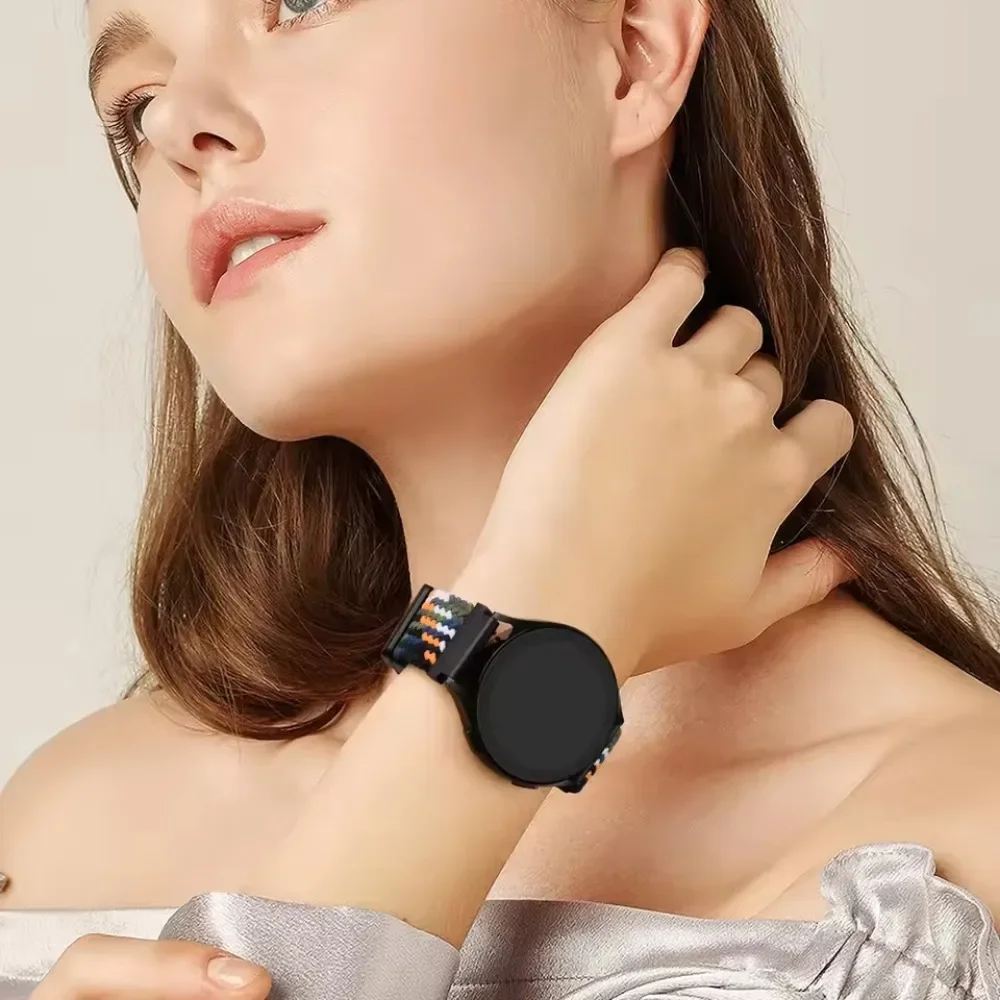 20mm 22mm Nylon Braided Strap For Samsung Galaxy Watch 7 6 5 4 Magnetic Breathable Wristband For Huawei Watch GT5-4-3-5 Pro 46mm