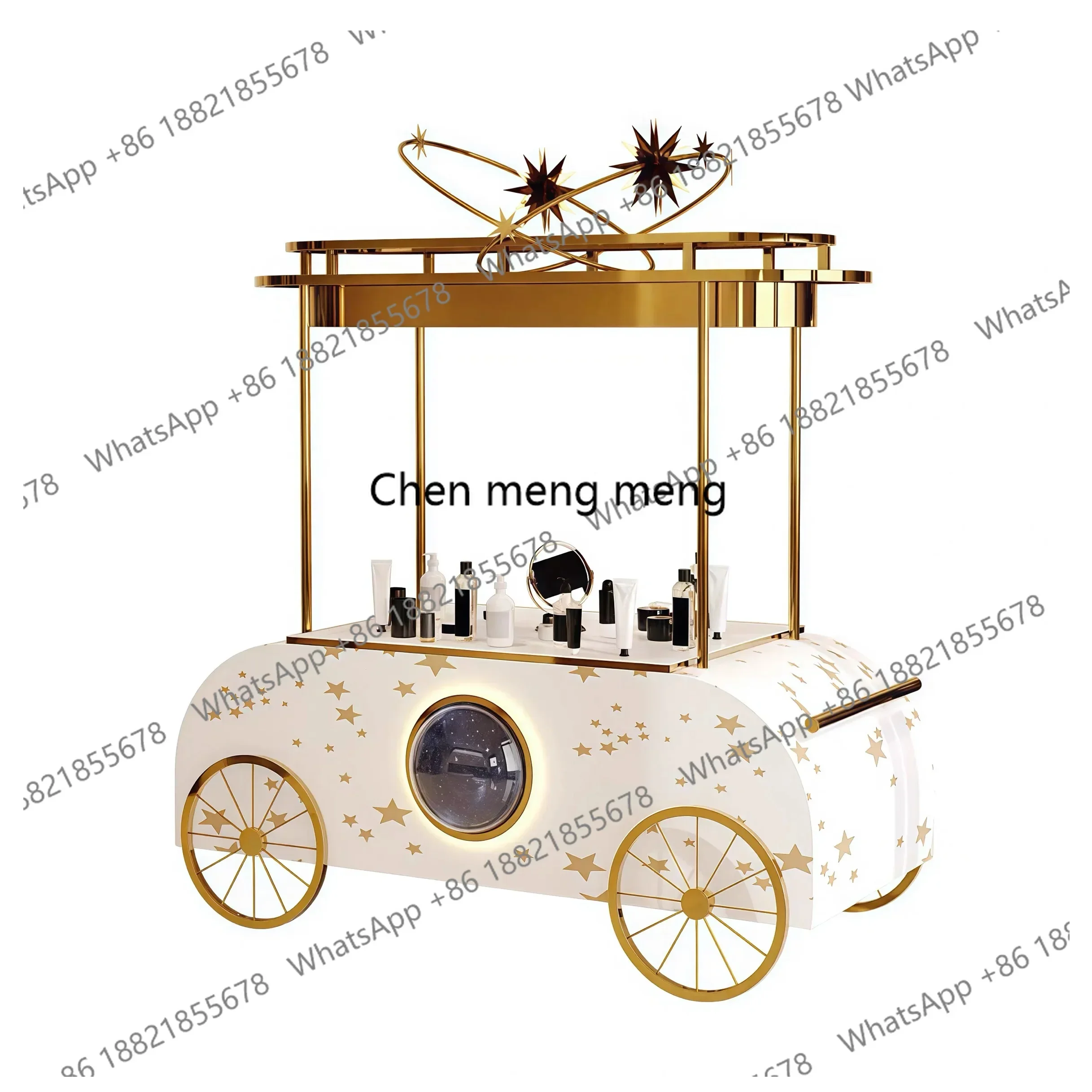 Q181  Stainless steel display car, golden wheels, ceiling stall, dining car, promotional promotional vehicle
