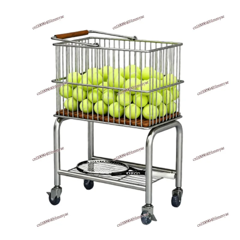 Tennis Pick-up Cart Multifunctional Portable Tennis Coach Cart with Wheels Large Capacity Storage Training Frame