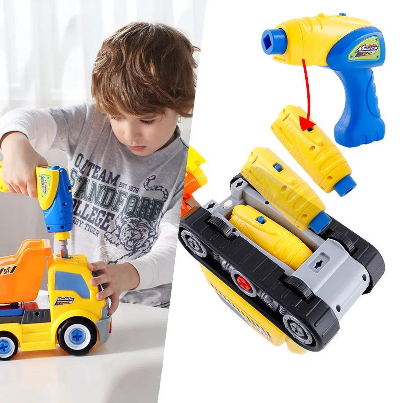 Disassembly Loading Unloading Engineering Truck Excavator Bulldozer Kids Screw Boys Creative Tool Education Toys Car Model Gift