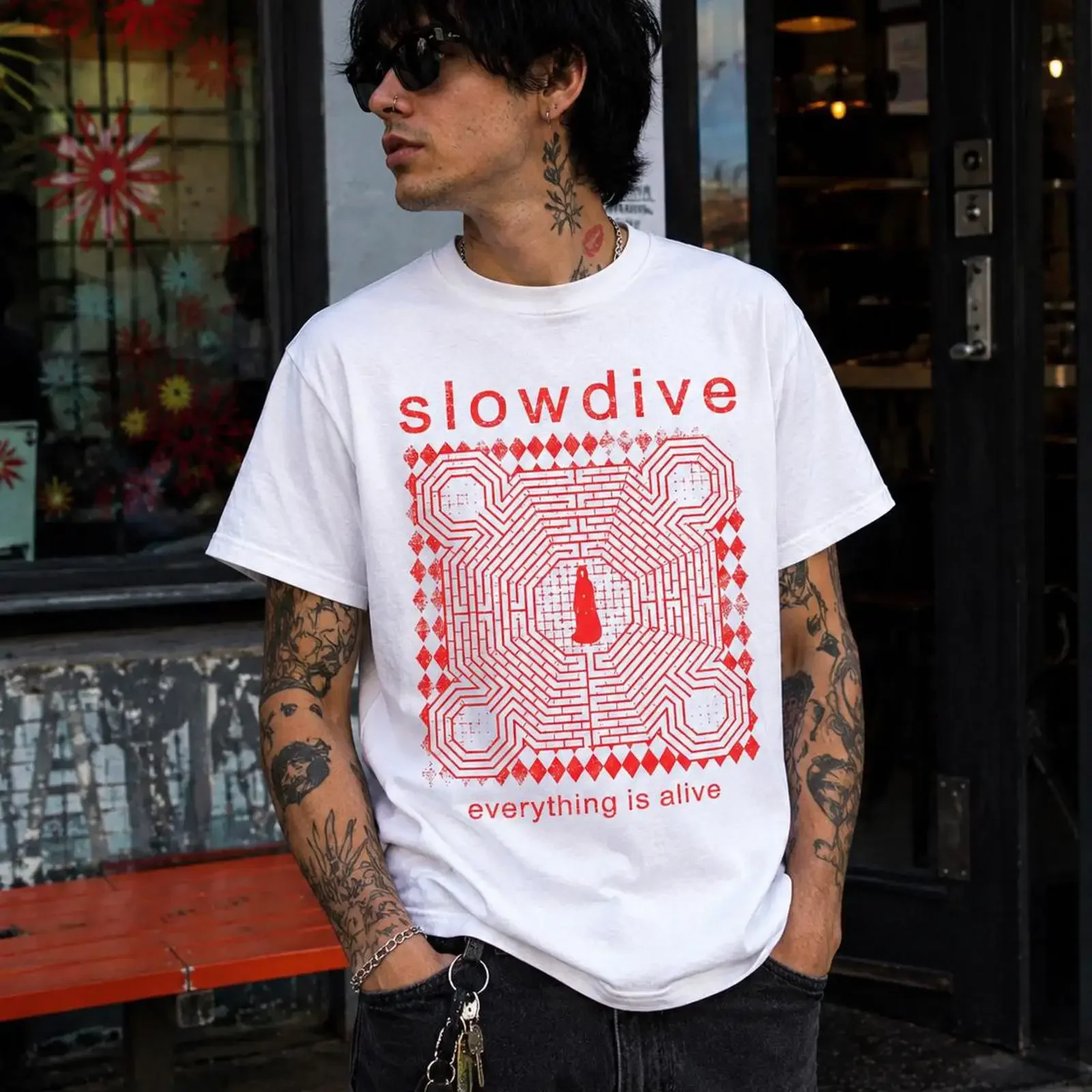 T-shirt Slowdive Everything Is Alive, groupe de rock anglais, vêtements musicaux Shoegaze, vintage, lavé, respirant, polyvalent