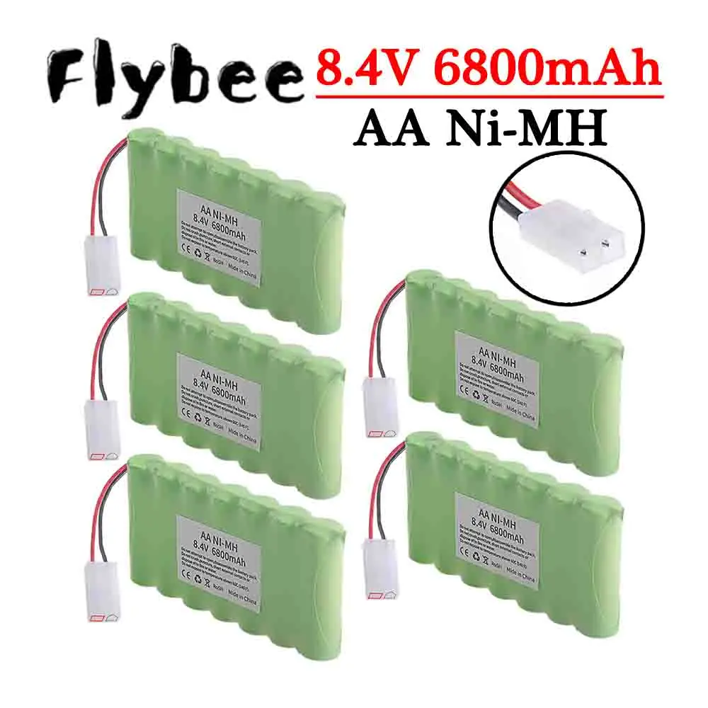 Upgrade 6800mah 8.4V Rechargeable Battery Pack For Rc toys Cars Tank Robots Gun Boats AA 8.4v Ni-MH Battery With Tamiya 2P Plug