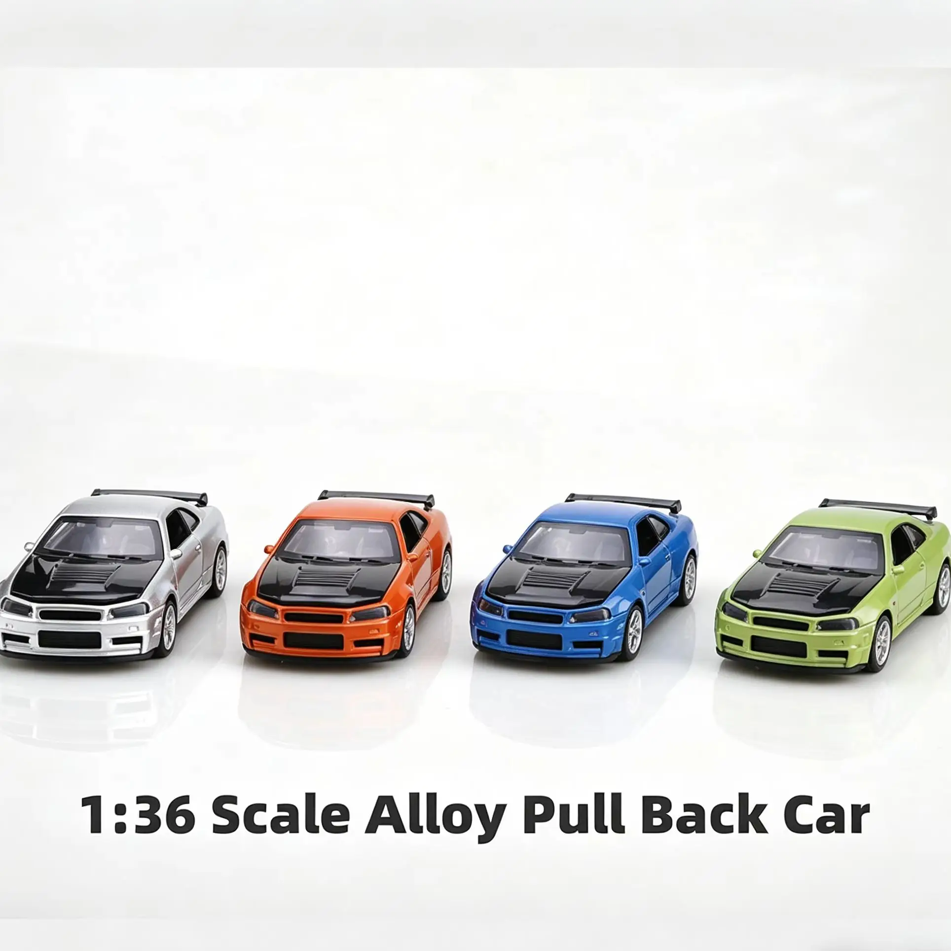 (Corrugated Box) 1/36 Scale, Nissaan GTRR Style Toy Car, Powerful Spring Function, Metal Casting, Boys' Toy, The Best Gift.