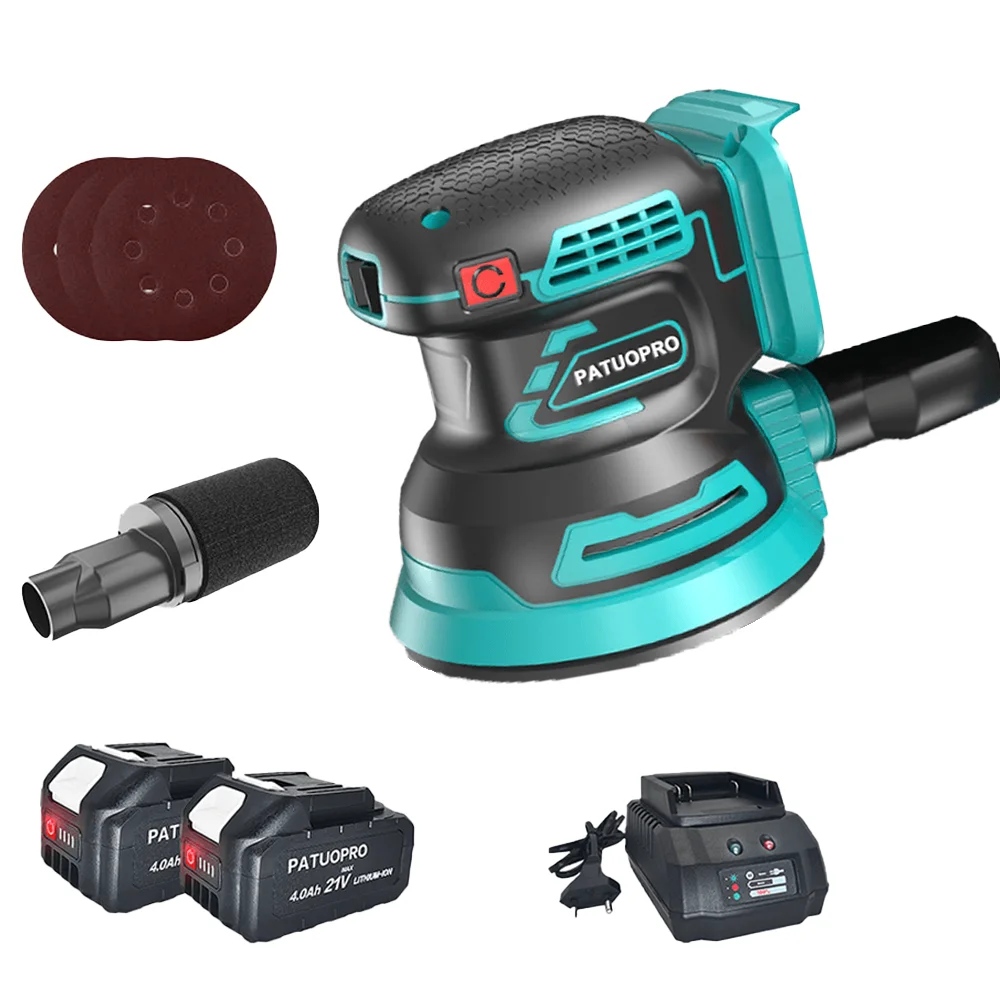 PATUOPRO 125mm Brushless Random Orbital Electric Sander 3-Speed Wood Polisher Grinding Sanding Machine For Makita 18V Battery