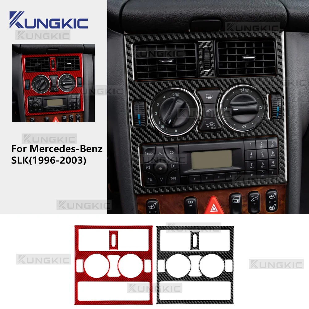 Real Soft Carbon Fiber For Mercedes Benz SLK R170 1996 1997 1998 1999 2000 2001 2002 2003 Car Center Control Panel Trim Sticker