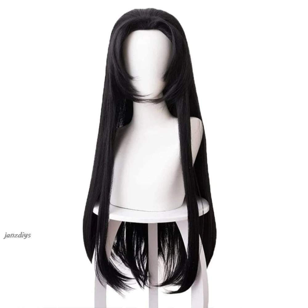 Kochou Kanae Wig Anime Kimetsu no Yaiba Cosplay Synthetic Black Long Hair Butterfly Headwear Halloween Cos Props