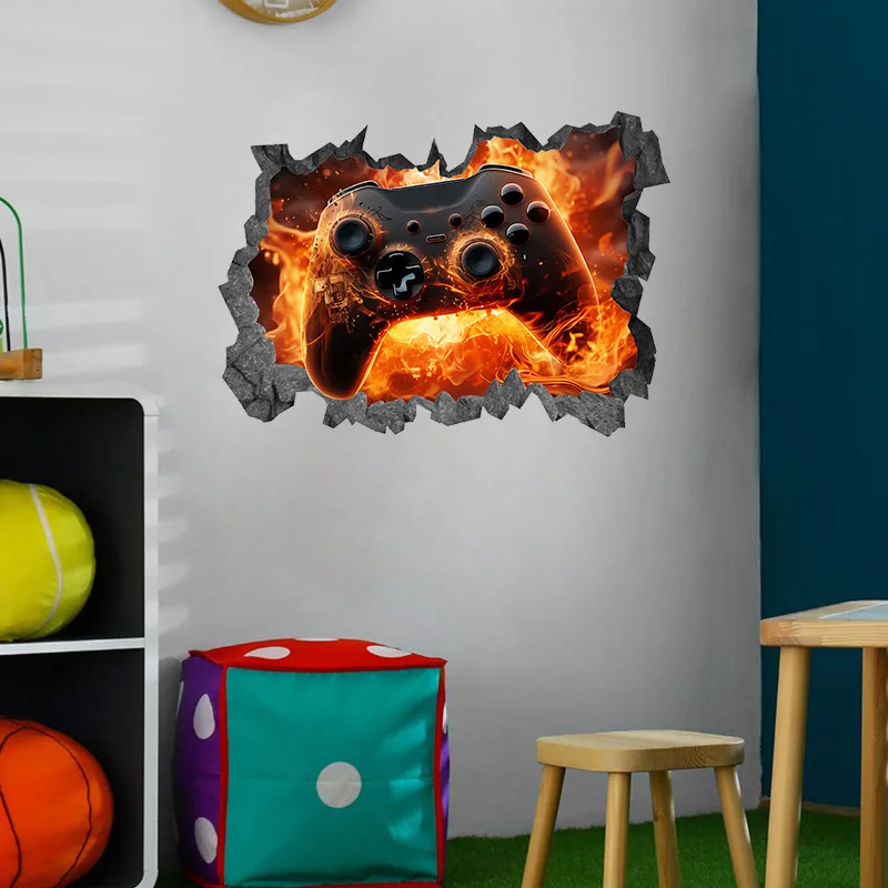 Flame effect gamepad wall stickers home decor accessories bedroom decor Self-adhesive wallpaper waterproof material
