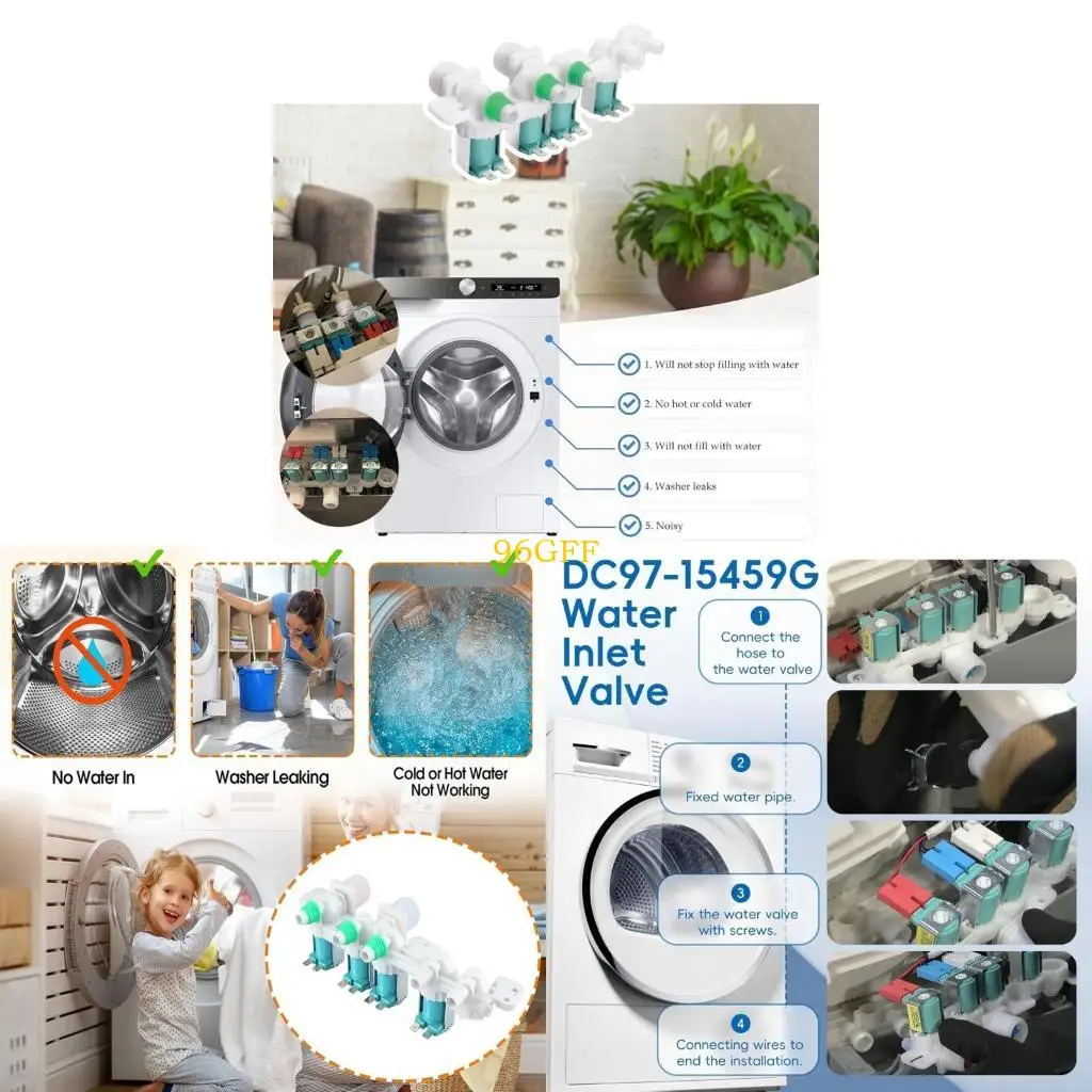 96GF Efficient Replacement Part for Washer Water Inlet Fixes Performances Problem Noisy Operation and Water Interruptions