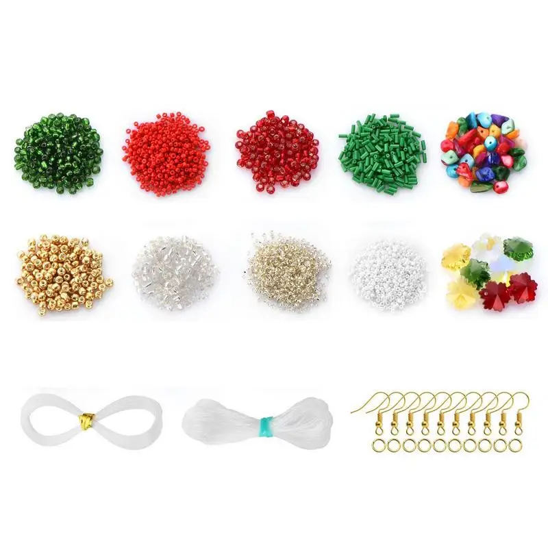 DIY Beads Earring Making Kit White Red Angel Bead Christmas Tree Dangle Earrings DIY Earring Making Kit Christmas Crystal Bead