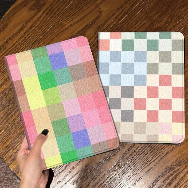 

Colorful Square Grid Pattern Tablet Case For Apple iPad Air Pro mini 1 2 3 4 5 6 7 8 9 11 M2 M3 M5 M4 5th 6th 7th 10th 11th Gift