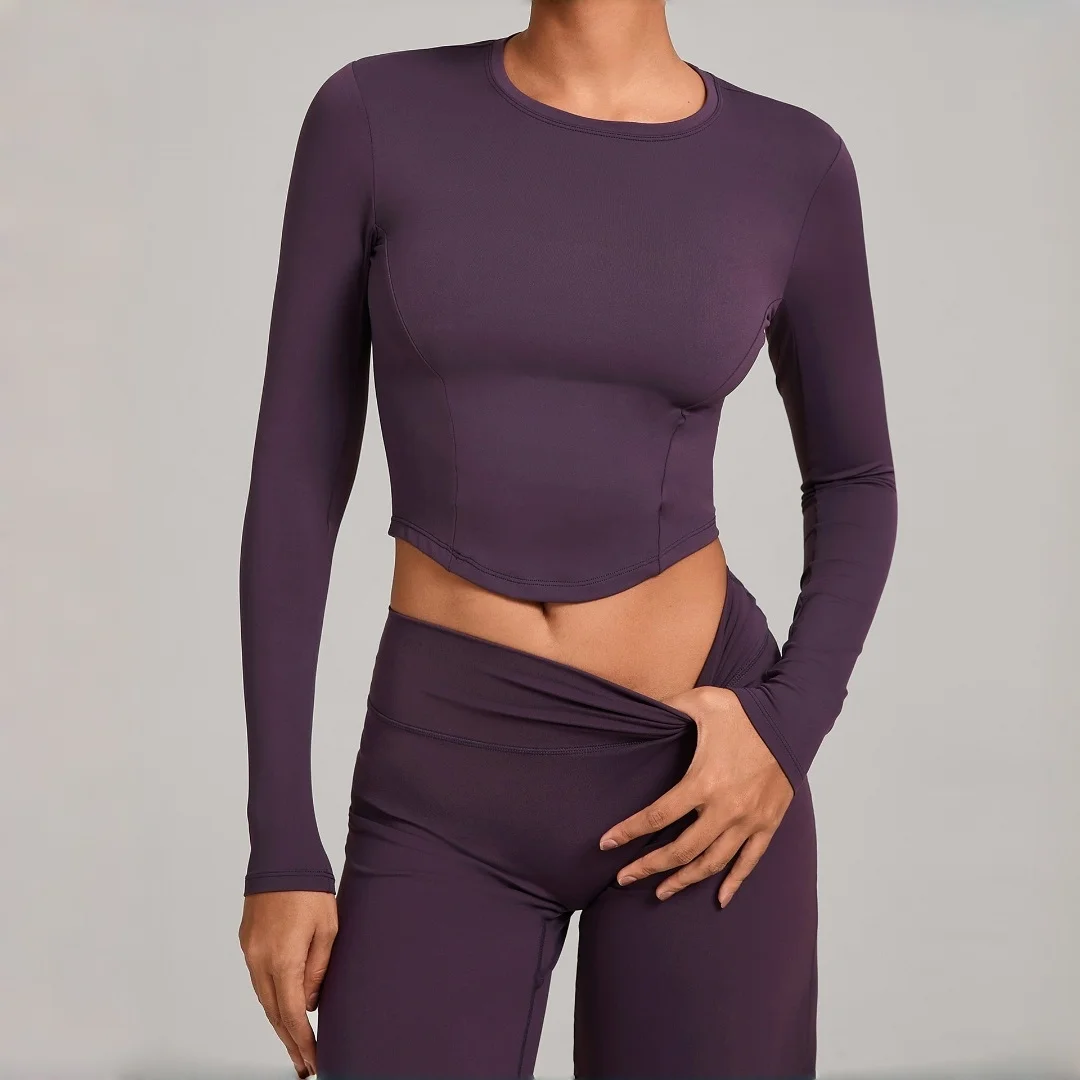 

New Winter Tight Long-Sleeved Yoga Clothes High-Intensity Fitness T-shirts Pilates Running Workout Clothes Gym Long-Sleeved Tops