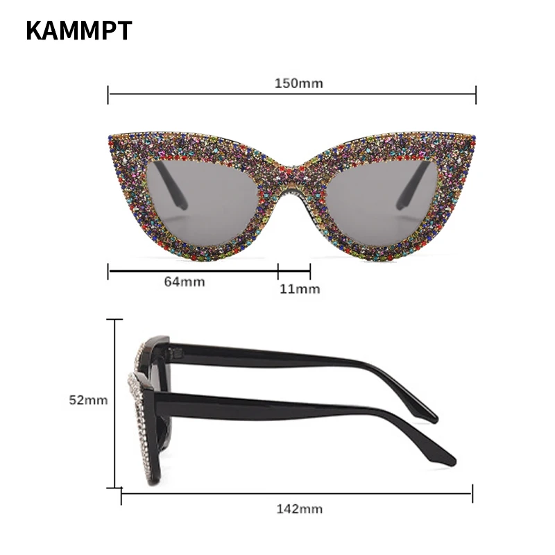 KAMMPT okulary przeciwsłoneczne kocie oczy 2024 nowe eleganckie dżetów podróżne odcienie dla kobiet modne luksusowe marki projektant kobiece okulary przeciwsłoneczne — zdjęcie 7