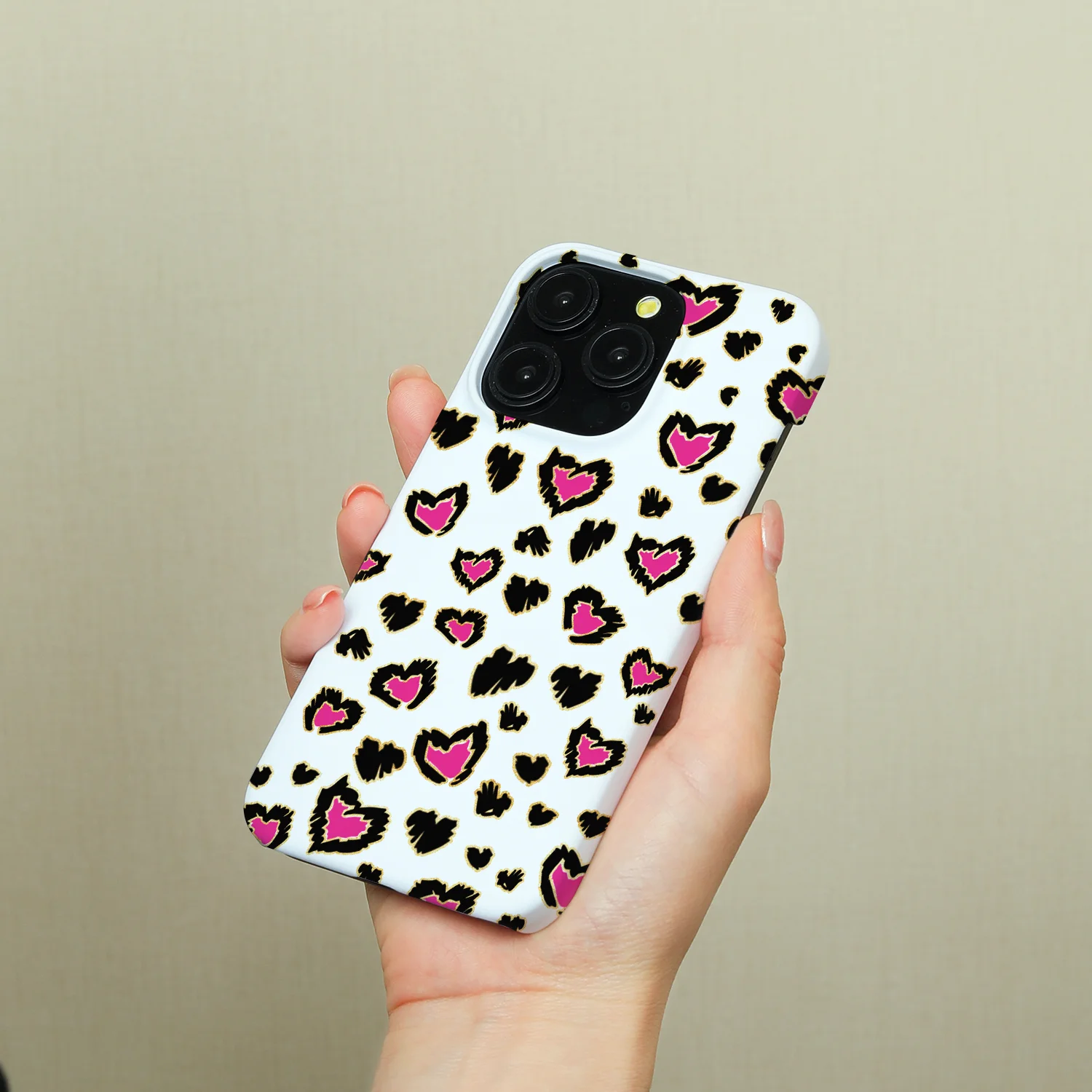 Black and red leopard print iPhone 16 Promax Filing round edge phone case, niche, cute, personalized fall protection case