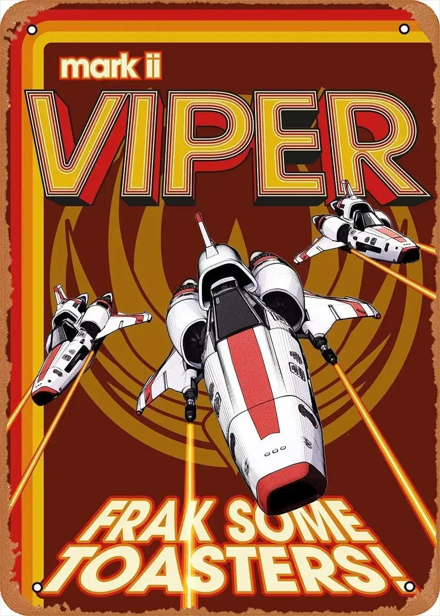 Vintage Mark II Viper Battlestar Galactica Metal Tin Sign Retro Spaceship 