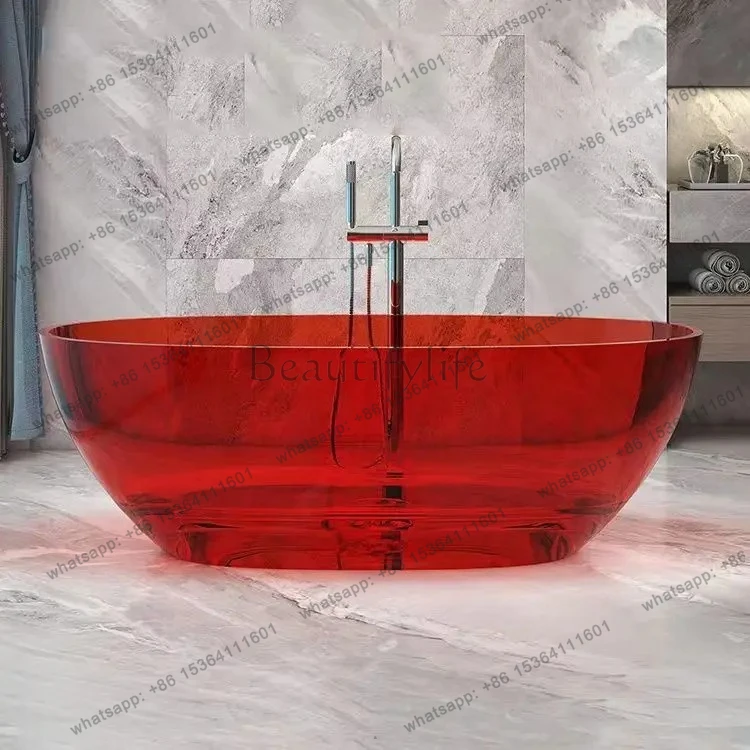 Transparent bathtub Household color resin crystal bathtub Hotel independent integrated double bathtub