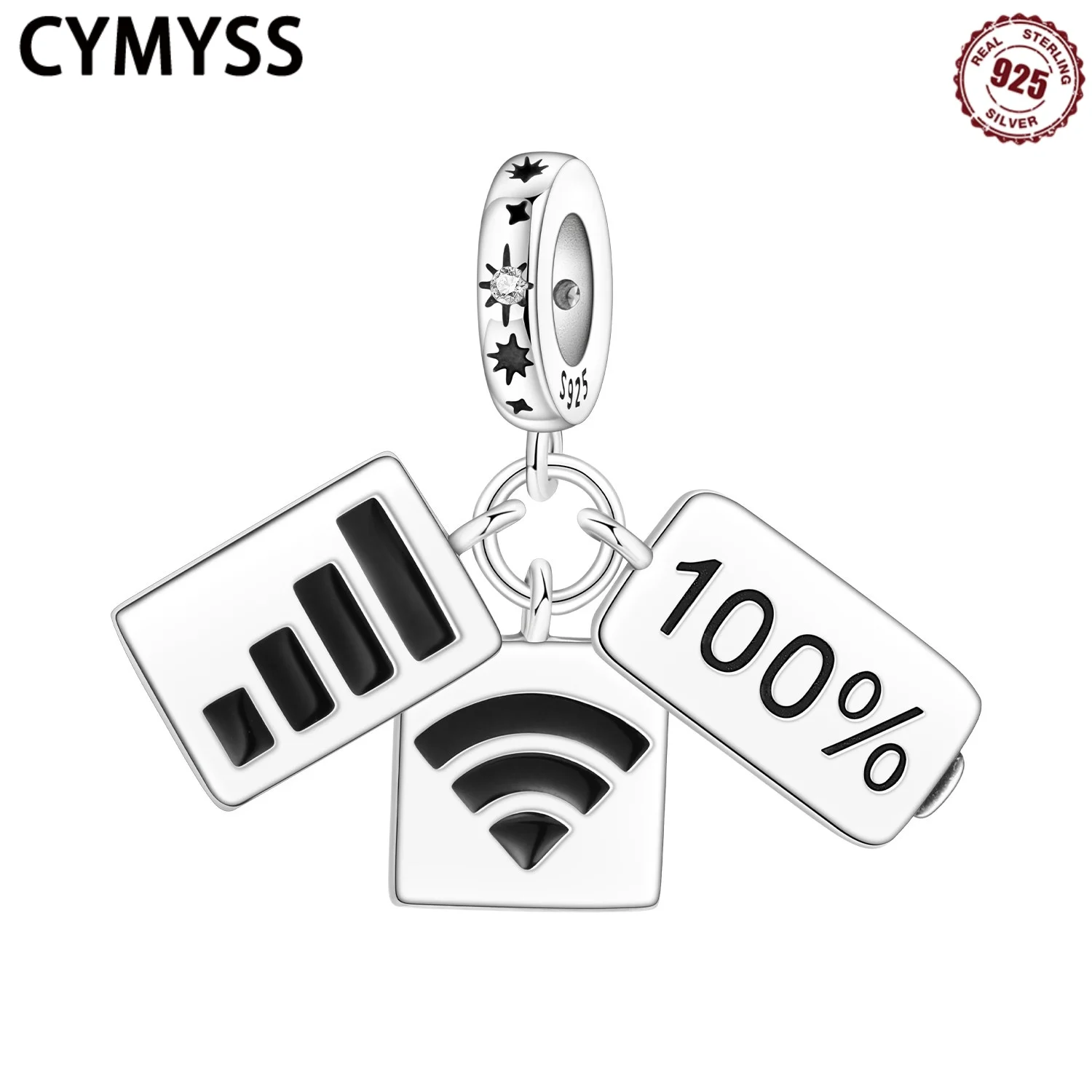 

CYMYSS 2025 NEW S925 Sterling Silver Zircon Signal WLAN Full Battery Original Pendant Fine Women's Jewellery