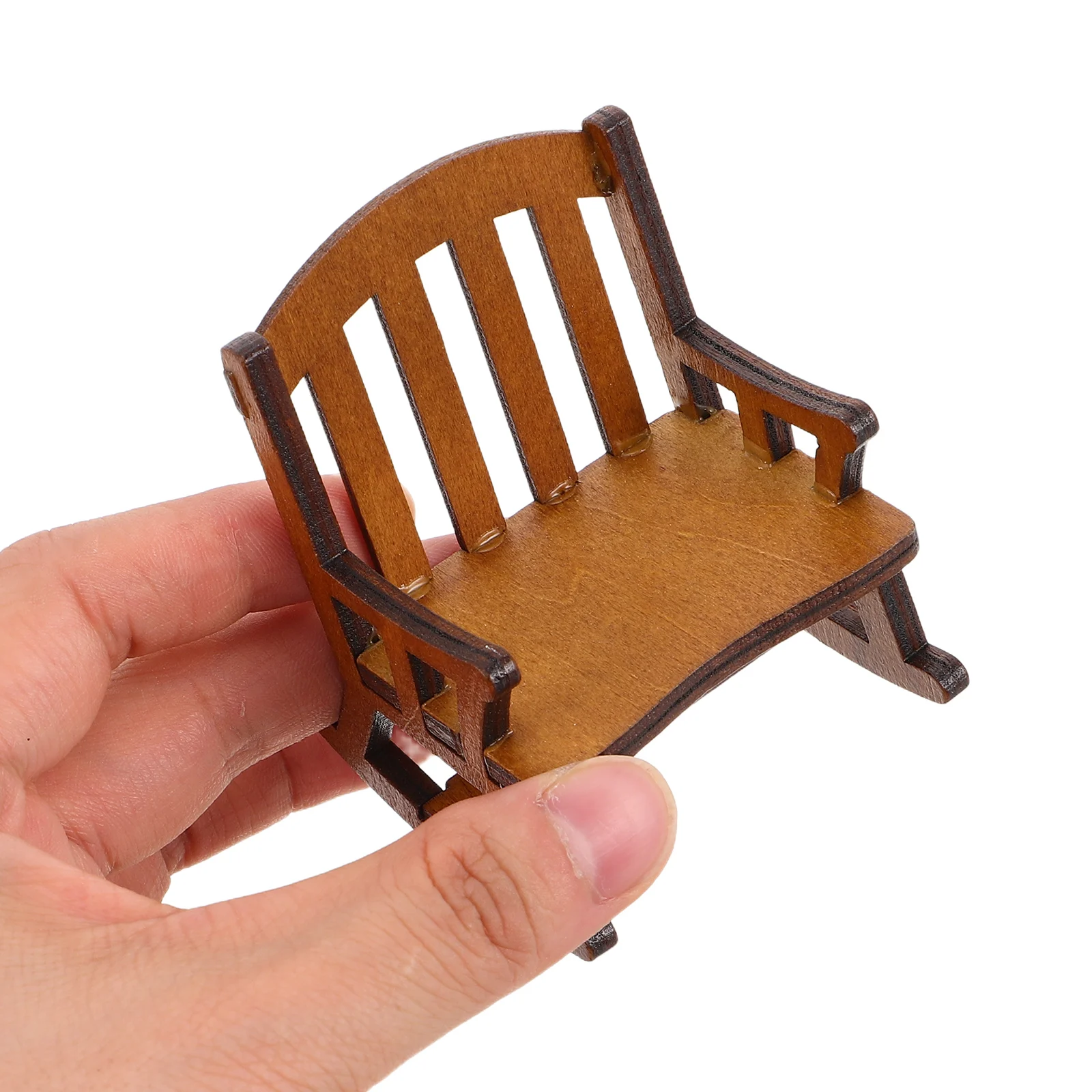 2 stks Mini Schommelstoel Houten Compacte Poppenhuis Meubelaccessoires Natuurlijke Houtnerf Fotografie Prop voor Kinderen