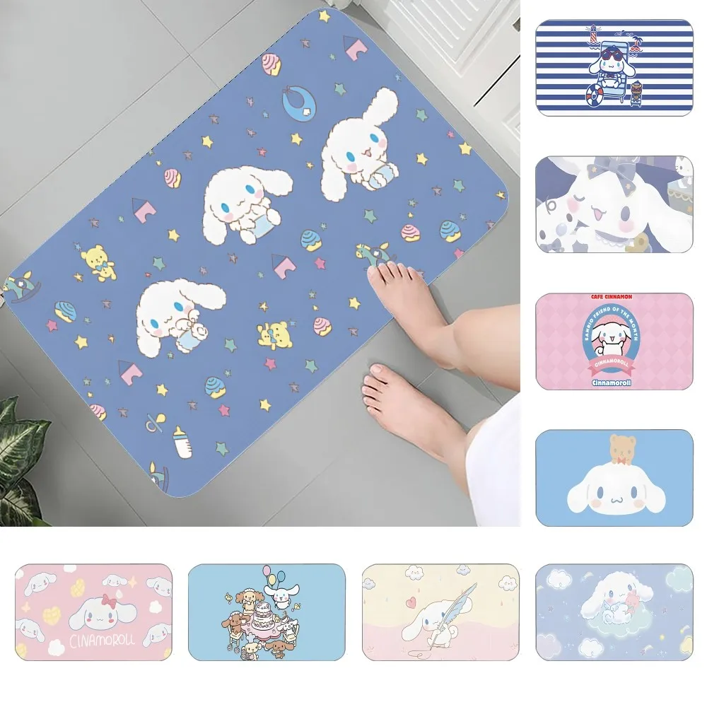 

S-Sario C-Cinnamoroll Floor Mat Graphic Printed Flannel Doormats For Bathroom Kitchen Entrance Carpet Home Decor