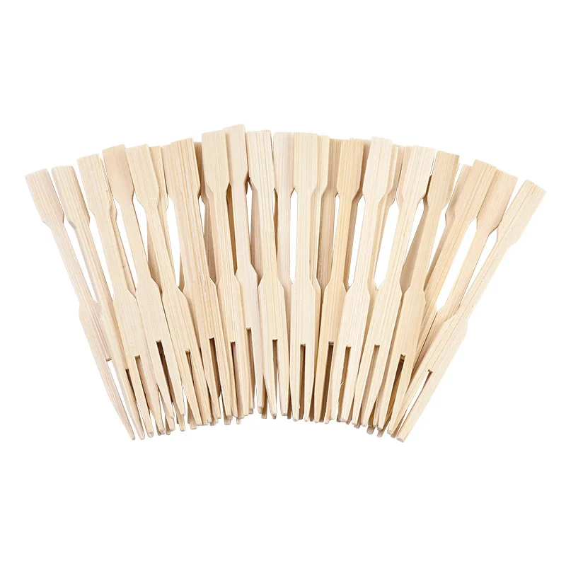 100PCS Disposable Bamboo Sticks Wooden Fruit Fork Dessert Cocktail Picks Wedding Party Buffet Toothpick Birthday Decor Supplies