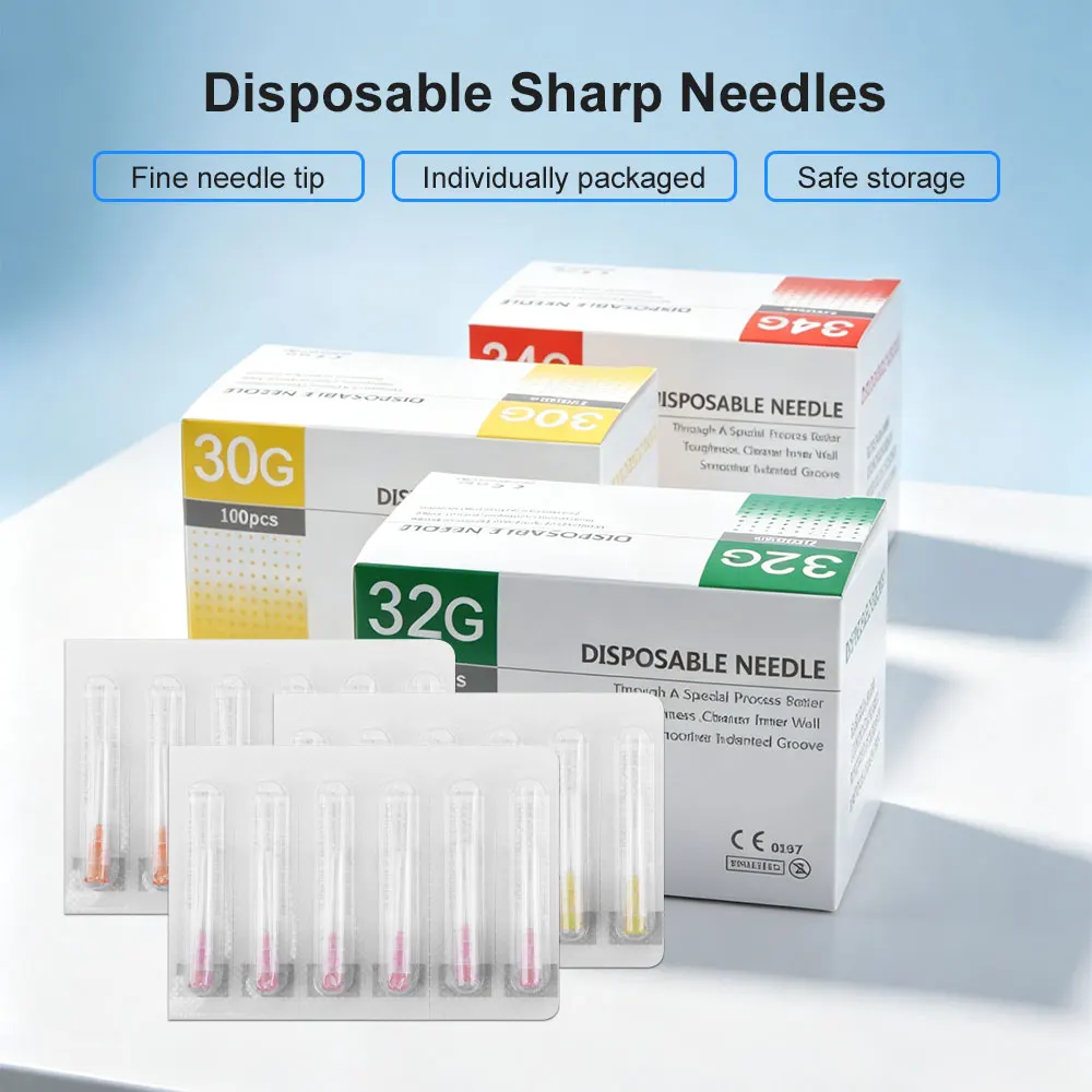 100PCS 30/32/34G Small Painless Needle 1.5mm 2.5mm 4mm 6mm 8mm Beauty Needle Disposable Sterile Injection Needle Tattoo Needle