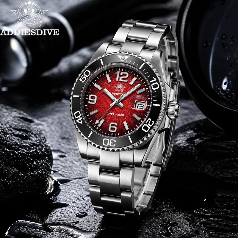 

ADDIESDIVE Men's Watch Top Brand Quartz Dive Watches AD2513 BGW9 Luminous 316L Stainless Steel 200m Waterproof Luxury Wristwatch