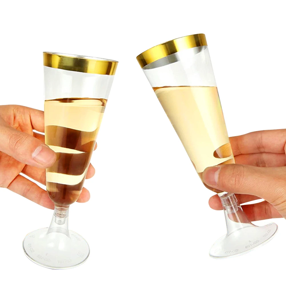 

25Pcs 150ml Disposable Champagne Flutes Plastic Champagne Glasses Clear Toasting Glasses for Wedding Anniversary Birthday