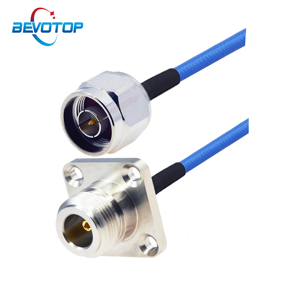 

BEVOTOP N Male Plug to N Female Flange Panel Mount RG402 Cable Blue Low Loss 50 Ohm RG141 Cable RF Coaxial Extension Pigtail