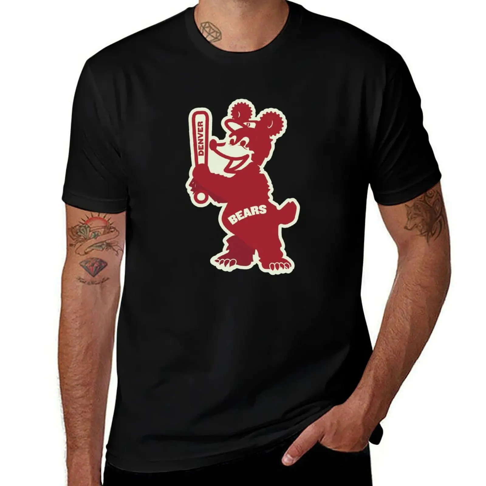 Vintage Denver Bears Baseball logo circa 1900 T-Shirt All Match Basic Short Sleeve Top T-Shirt