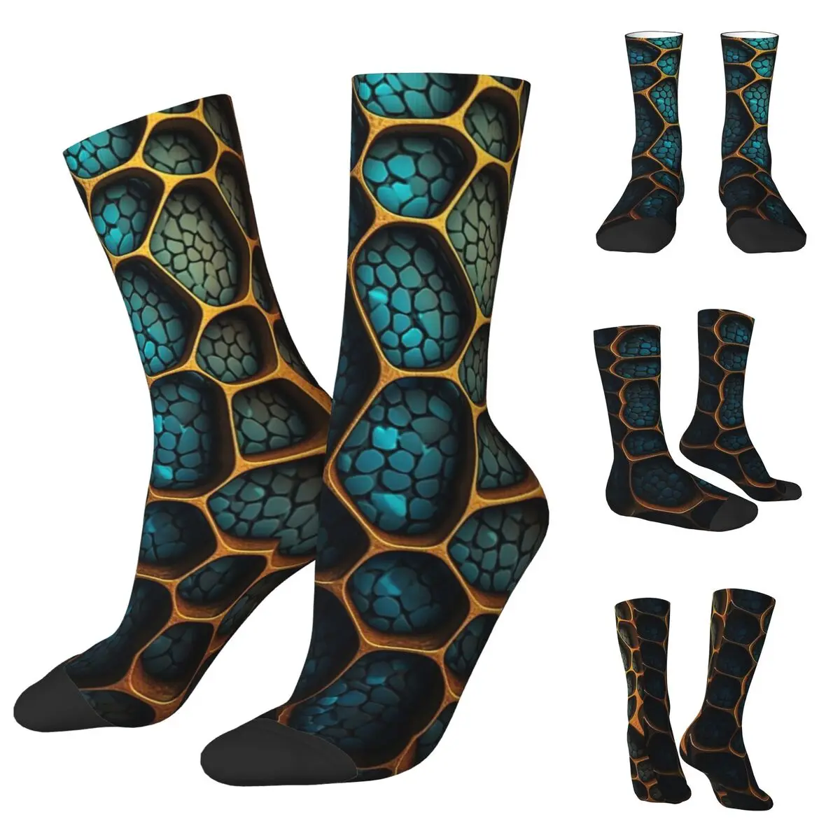 3D printing cosy Unisex Socks,Hip Hop Golden Lion And Damask Ornament  Interesting Four Seasons Socks