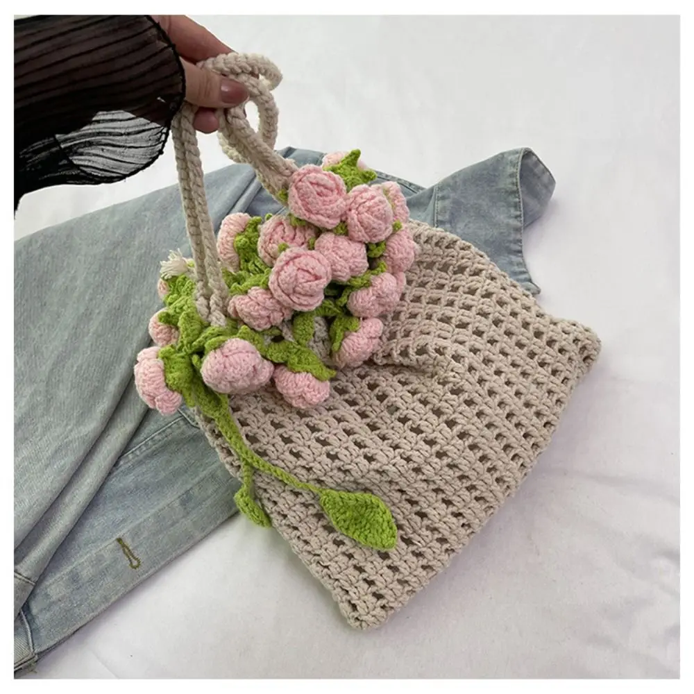Pink Flower Backpack Crotchet Strawberry Backpack Crochet  display picture 2