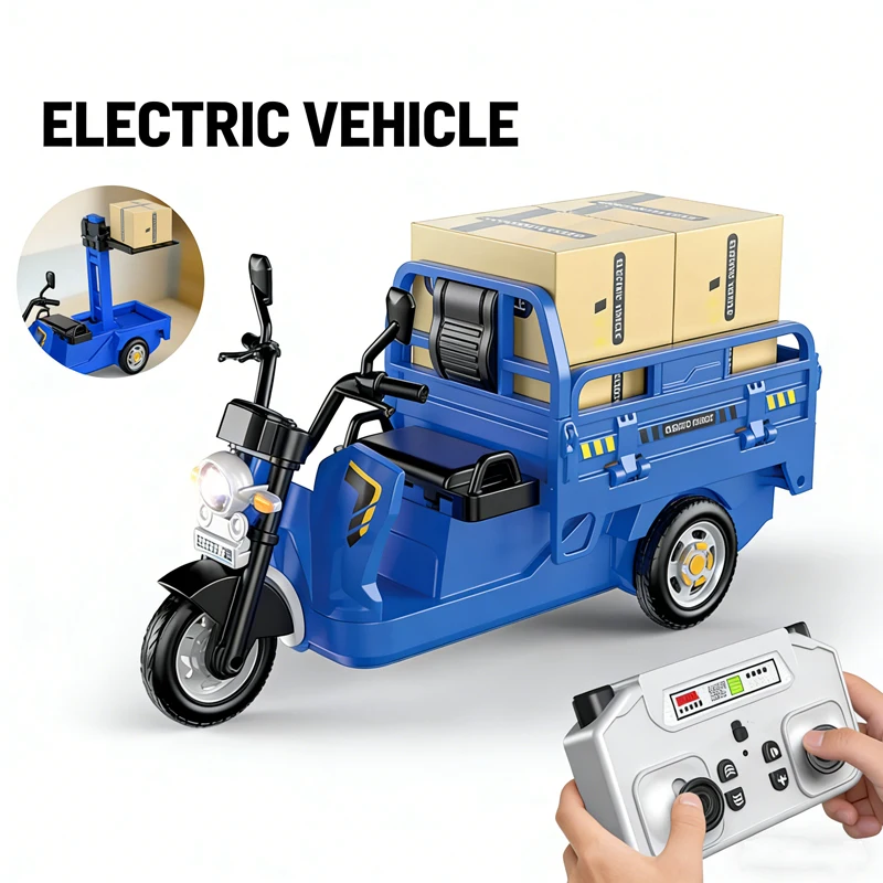 Unique 2.4G 1:64 Remote Control Mini Tricycle: Full-scale Throttle and Liftable Bed, Ideal Birthday Present for Kids