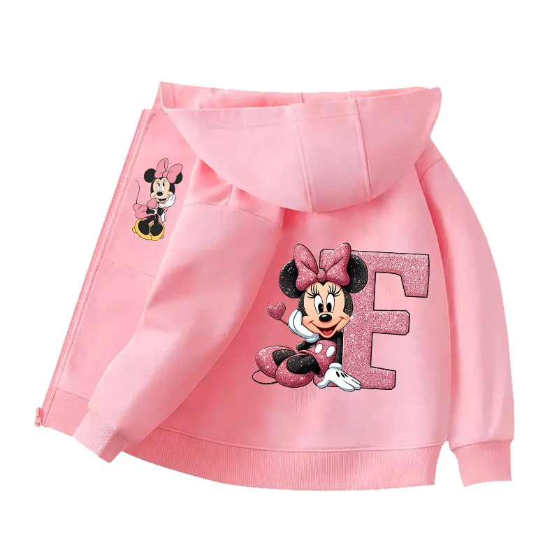 ديزني ميكي ميني ماوس الاطفال سستة هوديس معاطف أنيمي مطبوعة رسالة الفتيات بلوزات الربيع الأطفال رقيقة مقنعين الستر