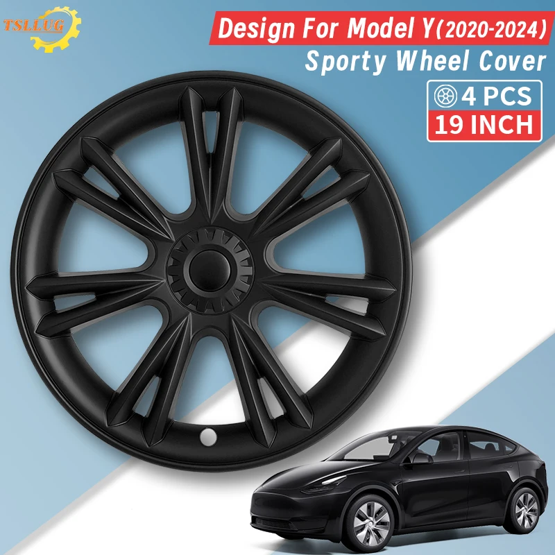 

4 шт. для модели Y 2020-2024, полное покрытие, крышка третьего колеса, 19-дюймовые сменные автомобильные колпаки, аксессуары для Tesla