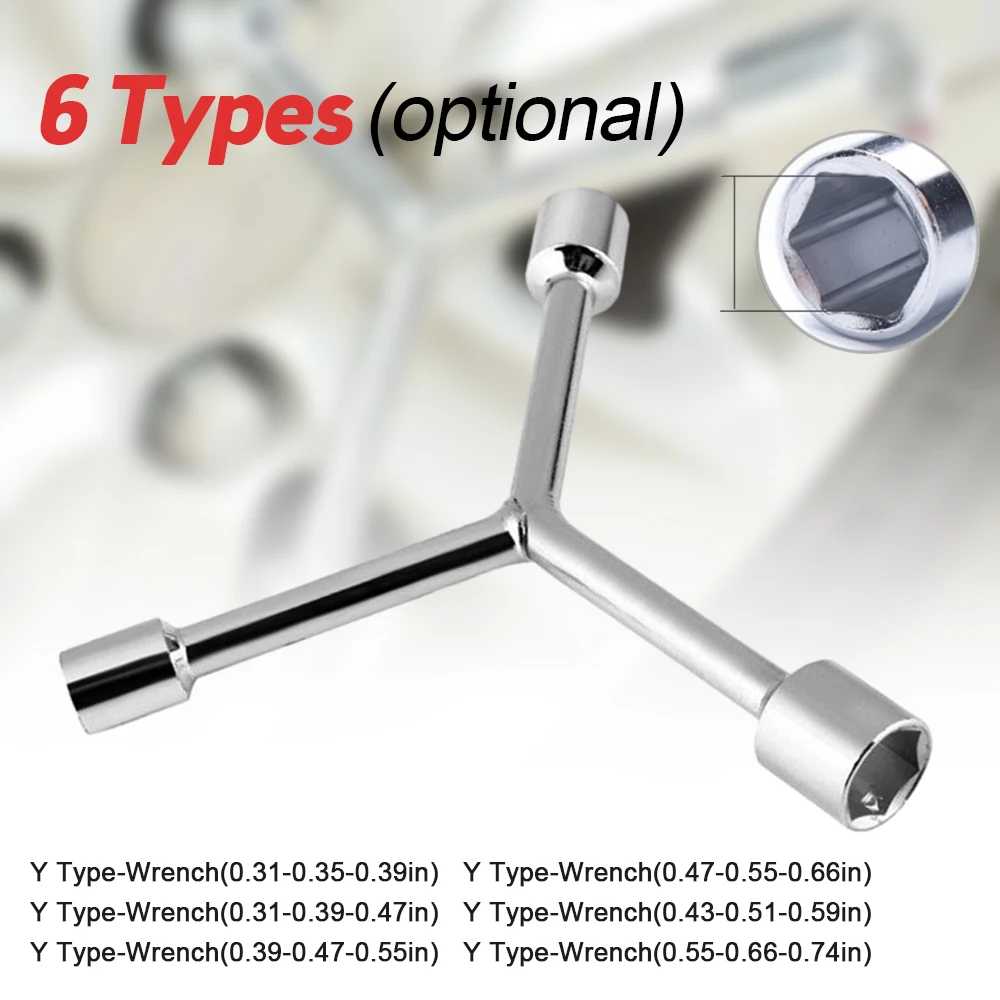 Household Triangular Socket Wrench Y-type Tri-fork Wrench Three-prong Wrench Bicycle Household Disassembly Tool Repair Tool