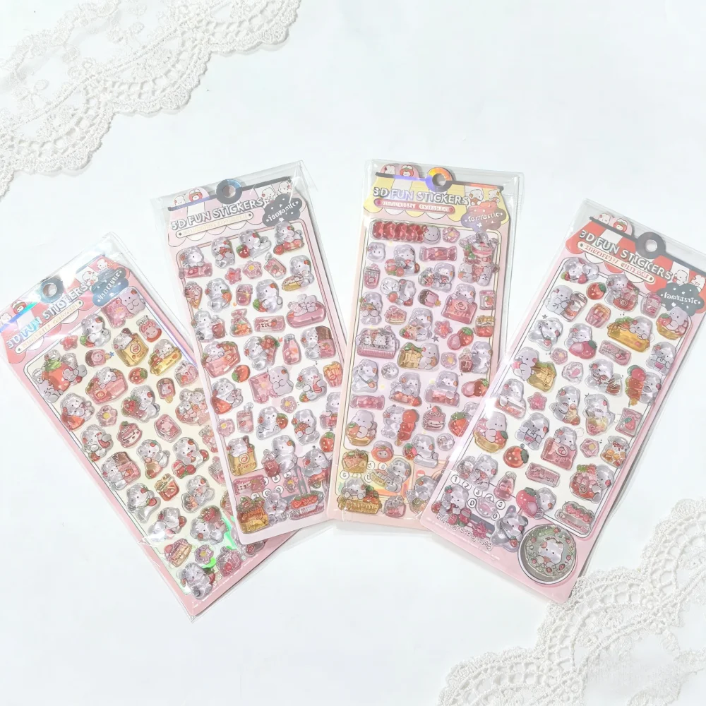 

Наклейки с объемными животными из кристаллов 2026 – 3D-текстура, милый декор для ноутбуков, чехлов для телефонов и поделок своими руками