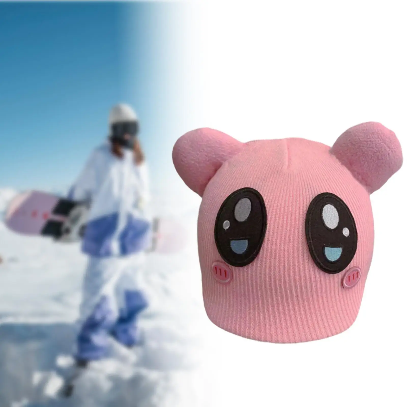 Skihelmhoes Zacht roze gebreide muts Decoratieve helmdecoratie voor fietsgeschenken Snowboarden Leuke ritten Buitensporten