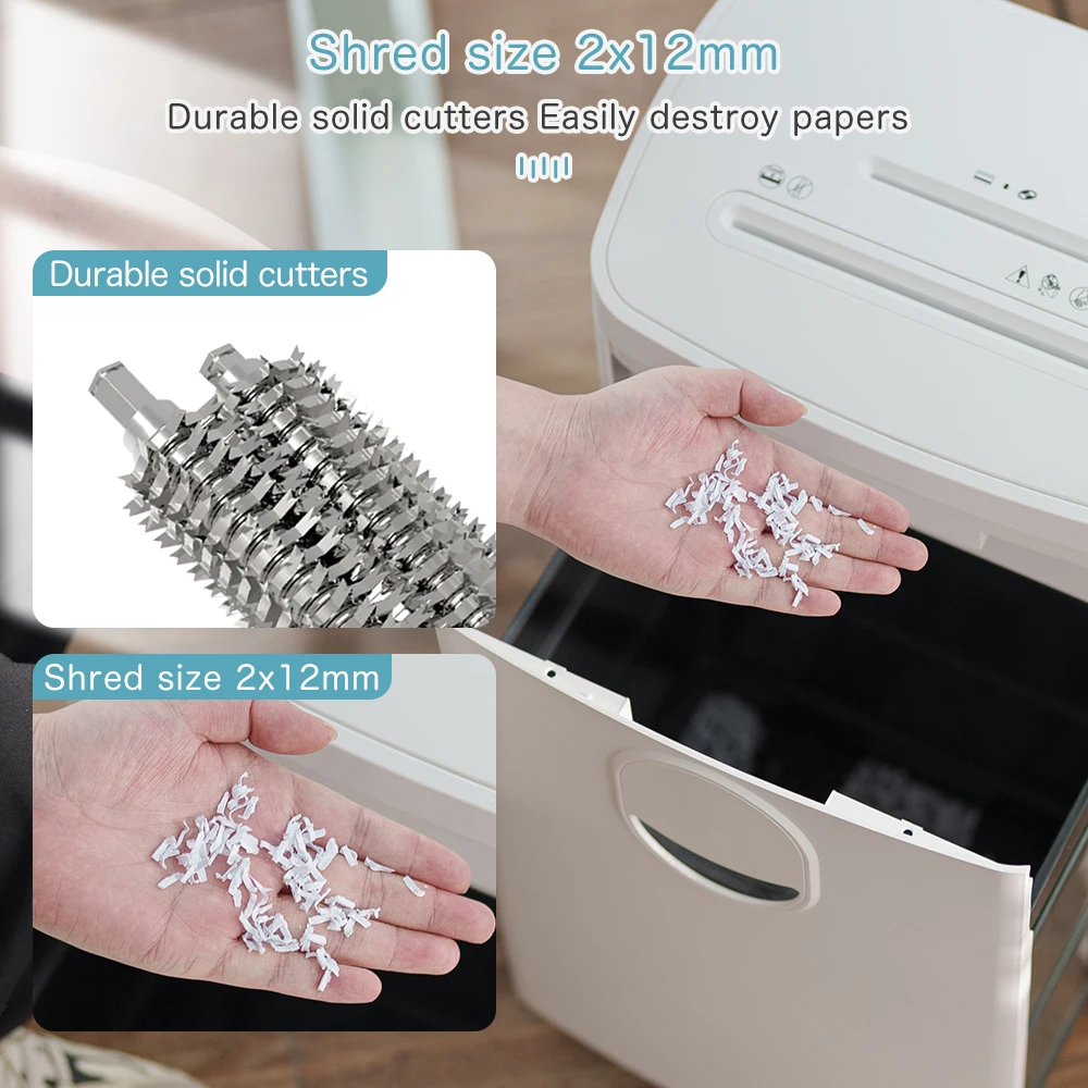 60 Min 20L Paper Shredder P5 8 Sheets High Security Micro Cut Manual Document Destroyer  Equipment for Office Home Use