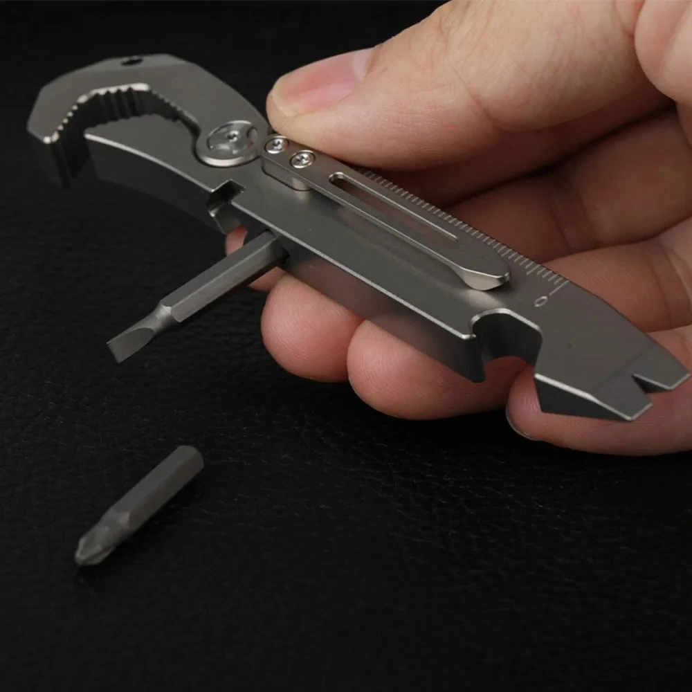 

New Titanium Alloy Outdoor Multifunctional Wrench Screwdriver Portable Hiking and Mountaineering Bottle Opener EDC Pocket Tool