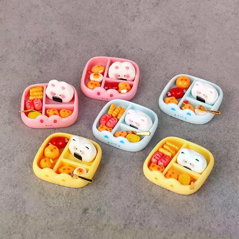 ชุดของเล่นจำลองอาหารข้าวปั้นสำหรับเด็ก ชุดเล่นทำอาหารจำลอง ของตกแต่ง DIY แบบพกพา รูปแบบเหมือนจริง