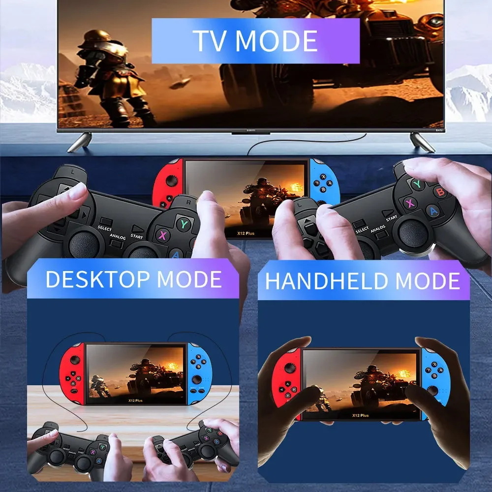 7.0 بوصة X12PLUS 32GB وحدة تحكم ألعاب محمولة باليد ل GB FC MD 5000 ألعاب ريترو دعم التلفزيون خارج الموسيقى الكتاب الاليكتروني مشغل فيديو