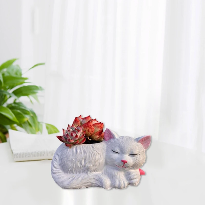 Mignon pour chat gypse Silicone moule bricolage succulentes béton Pot fleur Vase plâtre ciment moule argile moule bougeoir.