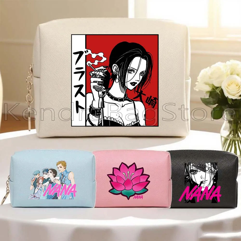 Nana Osaki Ren Honjo Anime Manga Lotus PU bolsa de cosméticos de viaje de cuero bolsas de maquillaje portátiles para mujer bolsa de almacenamiento de artículos de tocador impermeable